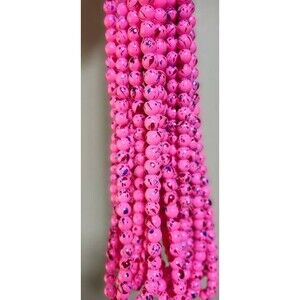 30 Inch Strand of 10mm Hot Pink Hand Painted Beads
